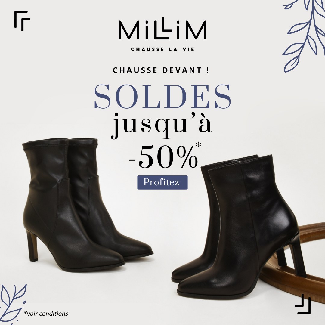 ✨ LES SOLDES COMMENCENT ✨
Ne manquez pas cette occasion unique de sublimer vos pas avec style. Les stocks sont limités, alors n'attendez plus pour craquer !
À vos clics, prêts, shoppez ! 🛒😍
✅ Chaussures pour femmes, hommes, enfants et bébés
✅ Tendances incontournables de la saison
✅ Confort et qualité sans compromis
#millimchausselavie #millim #millimchaussures #çachausseavecmillim #chaussure #chaussures #chaussuresfemme #mode #soldes
*voir conditions